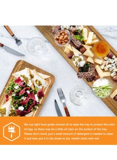 Arabest Wooden 3 Tier Serving Tray, Solid Acacia Wood Serving Trays Home Decor, Food, Vegetables, Fruit, Charcuterie, Appetizer Serving Tray, Cheese Board  - Image 3