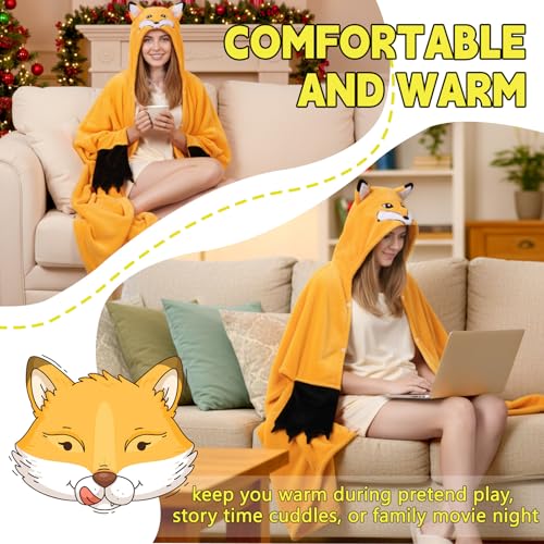 Minhuida Wearable Fox Hoodie Blanket for Women - Super Soft Animal Blanket Hoodie, Comfortable Close-to-Body Perfect for Parties and Halloween Gifts for Adults - Image 4