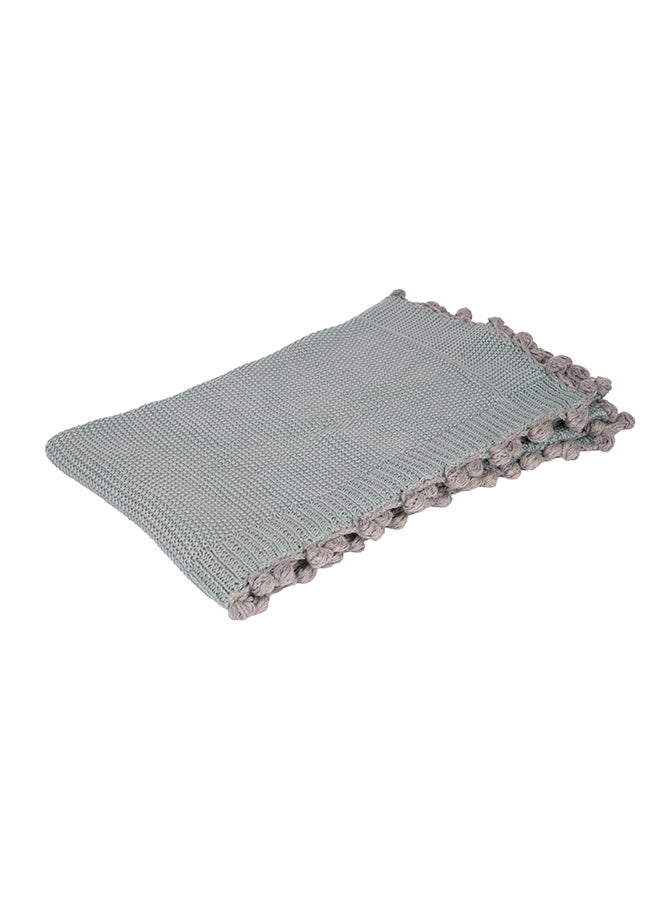 Alina Blanket 100% Cotton Knitted (Mini Moss Stitch With Border Mineral Blue ) - Image 1