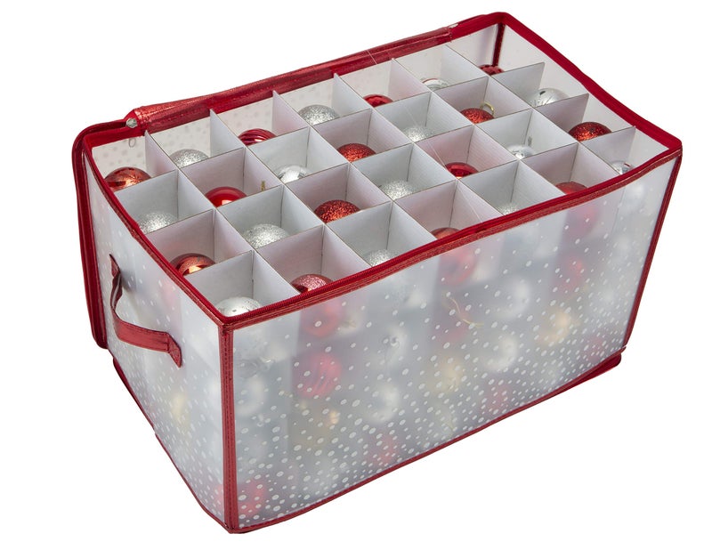 Simplify Organizer Container Holds Total of 448 Amongst 4 Bags 25 Slots Durable See Through for Easy Viewing ornament storage 112 Count4PK Red AZ7100114PK