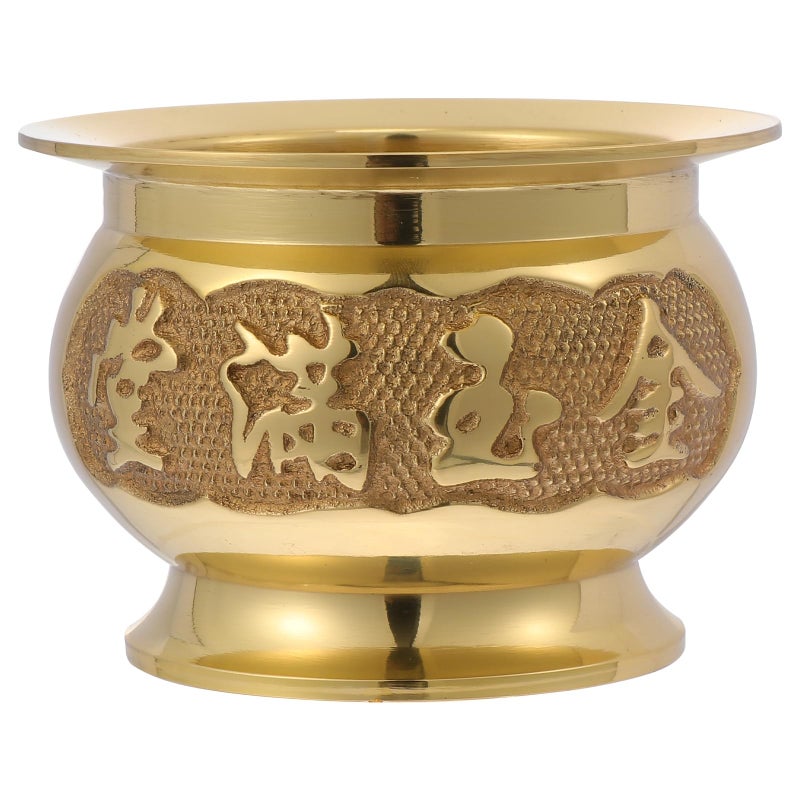 HEALLILY Buddhist Incense Burner Copper Treasure Basin Offering Bowl Ornaments Buddha Chinese Offering Basin Incense Holder Buddhist Meditation Golden - Image 1