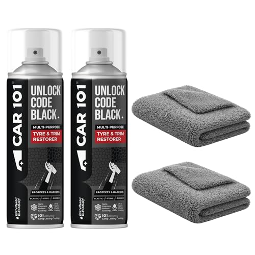 CAR101 Tyre & Trim Restorer | 250ml - Pack of 2 | Multi-Purpose Protectant for Plastic, Vinyl & Rubber | Nano Polymer Technology | Revives Faded Exterior Trim & Bumpers - Image 1