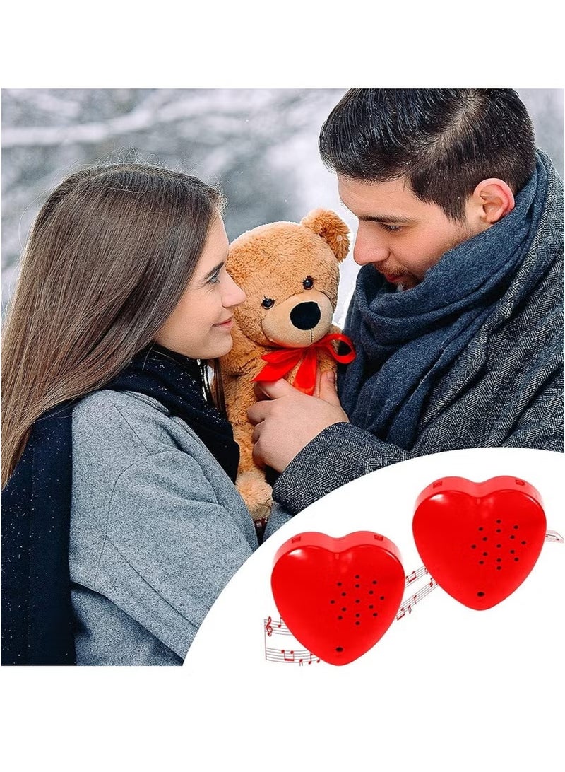 Voice Recorder for Stuffed Animal, 30 Seconds Stuffed Animal Voice Recorder Box, Bear Toy Push on Sound Recorder, Heartbeat Recorder, Recording Device Sound Module for Toys, 4 Pcs (Red)  - Image 2