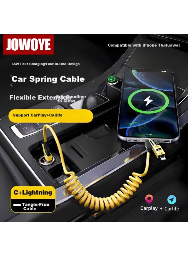 Jowoye Apple 16 Data Cable Huawei Phone Super Fast Charging Cable 65w Honor Android Iphone 14 Carplay/carlife/hicar Car Navigation Projection Spring Cable - Image 1