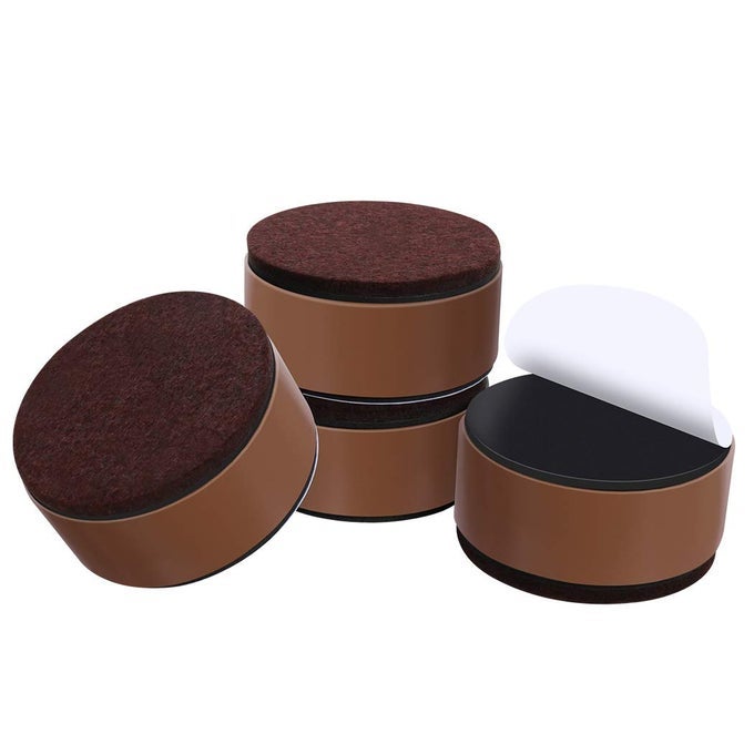 12 INCH BED AND FURNITURE RISERS HEAVY DUTY ROUND SOFA TABLES COUCH CHAIR RISERS WIDTH 24ADDS 12 HEIGHT SUPPORTS 20000 LBS PROTECT CARPET FLOORS FROM SCRATCHES4 PACK BROWN