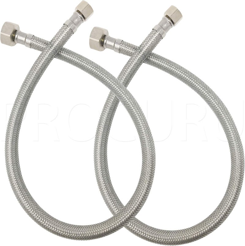 PROCURU [2-Pack] 24-Inch (2Ft) x 3/8" Comp x 1/2" FIP Faucet Hose Connector, Braided Stainless Steel Supply Line, Certified Safe (9SF24-2P) - Image 1