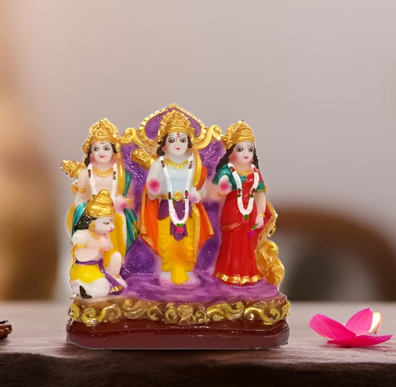 Purpledip Resin Majestic Statue: Ram Darbar with Rama, Sita, Lakshman, & Hanuman (12709) - Image 1