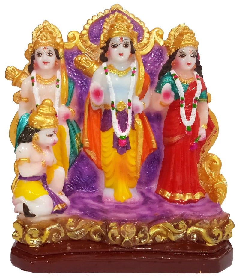 Purpledip Resin Majestic Statue: Ram Darbar with Rama, Sita, Lakshman, & Hanuman (12709) - Image 2