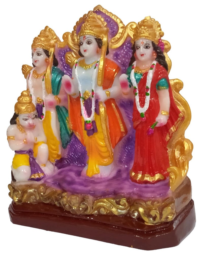 Purpledip Resin Majestic Statue: Ram Darbar with Rama, Sita, Lakshman, & Hanuman (12709) - Image 3
