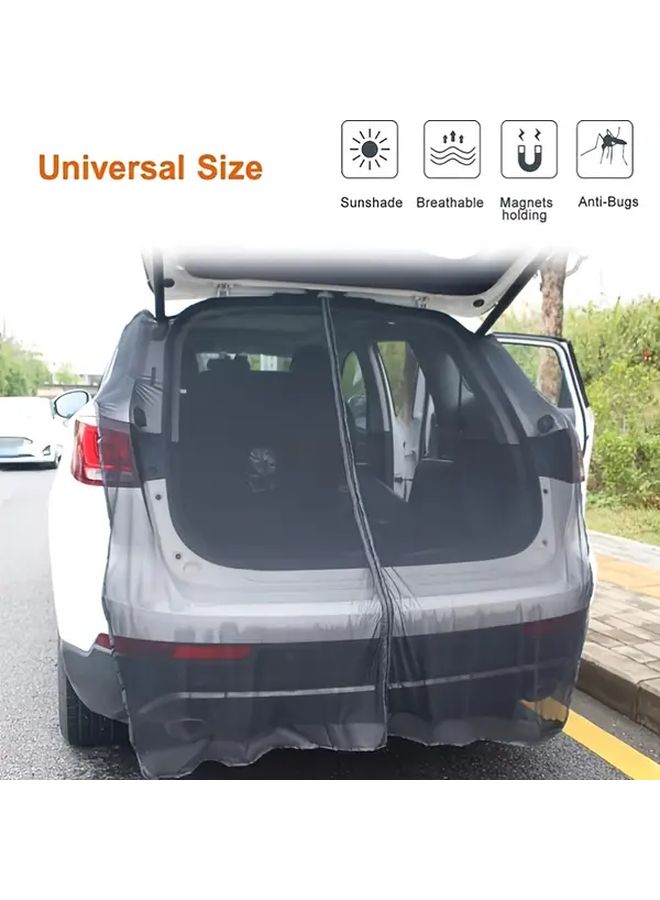 Magnetic Car Shade 61x59 Inch UV Thermal Insulating Mesh Netting Black Gingham For RV Van Camping - Image 3