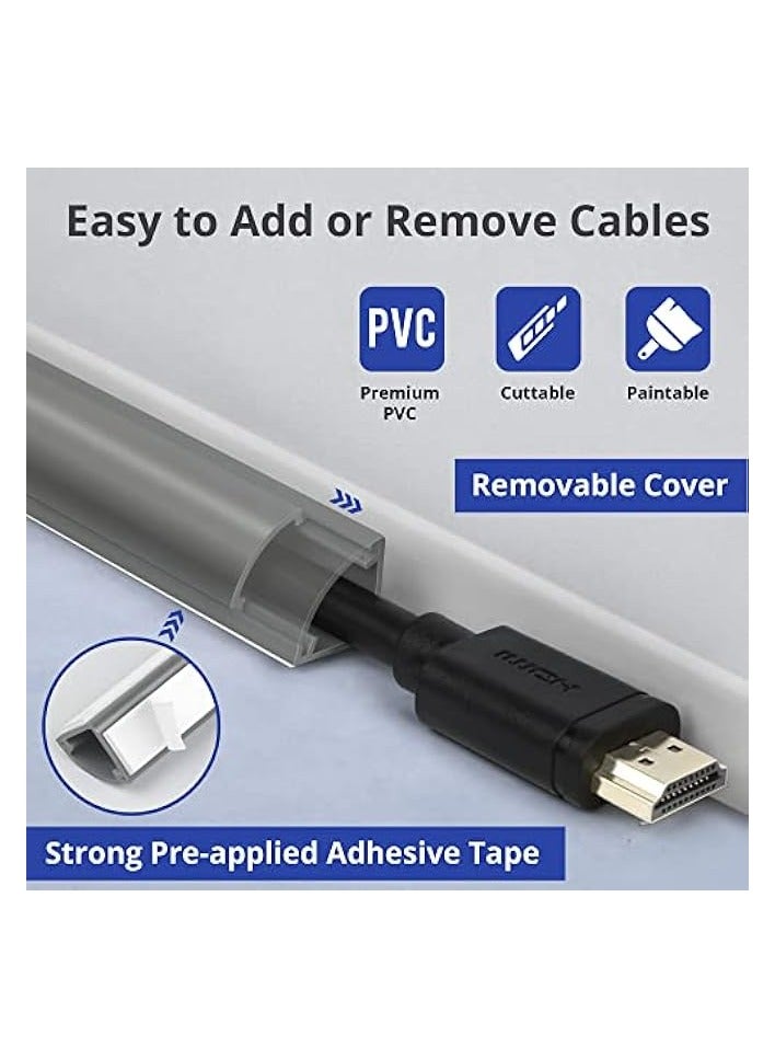 erorex 85in Corner Cable Concealer, One-Cord Corner Duct, Paintable Corner Cord Cover, Cable Management Channel for Wall Corner, Floor Baseboard, Ceiling - 5 X L 17in, Grey  - Image 3