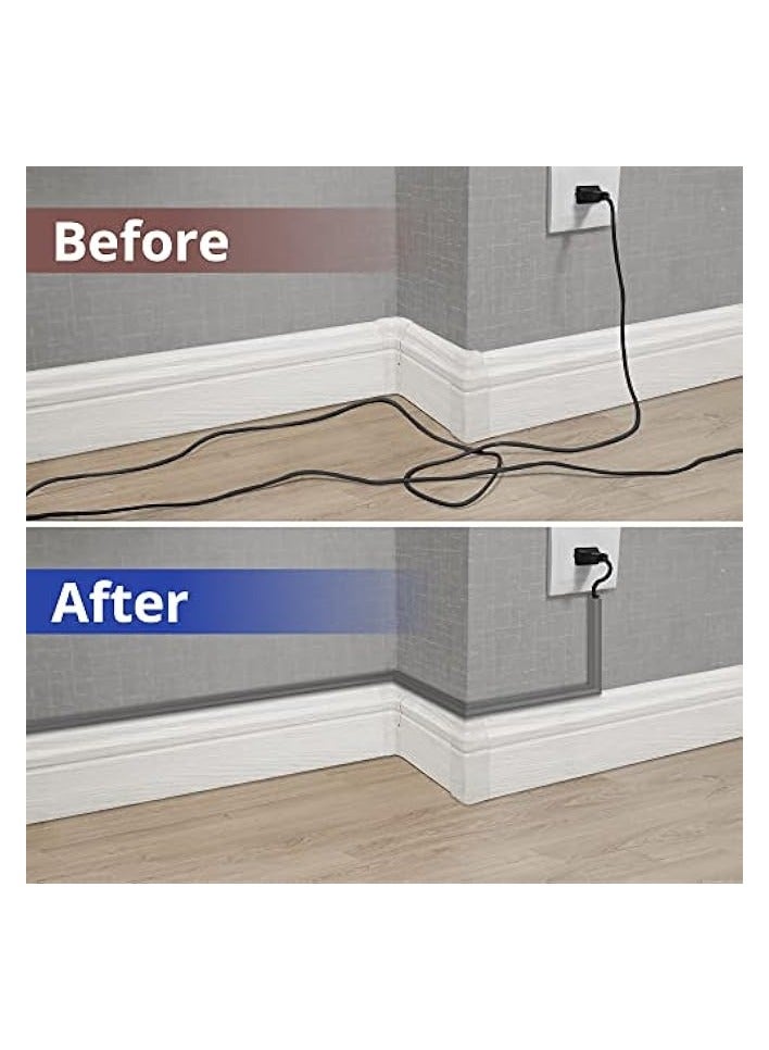 erorex 85in Corner Cable Concealer, One-Cord Corner Duct, Paintable Corner Cord Cover, Cable Management Channel for Wall Corner, Floor Baseboard, Ceiling - 5 X L 17in, Grey  - Image 2