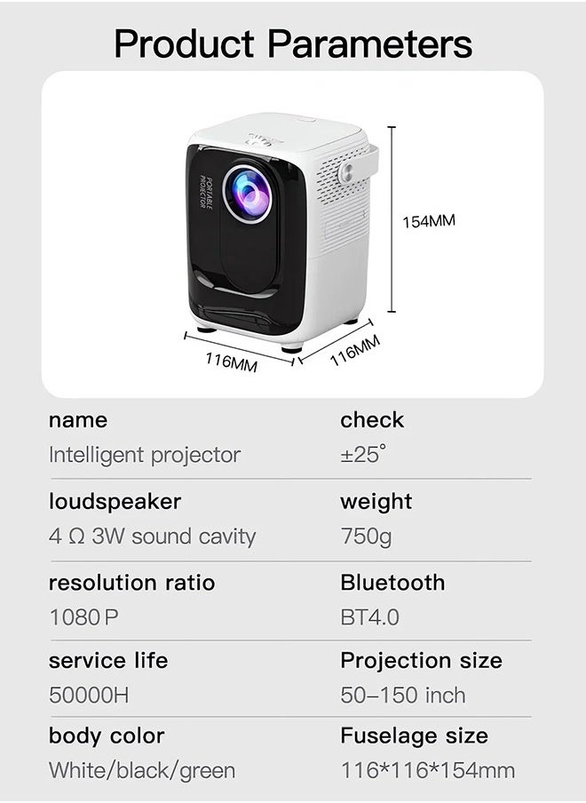 Digisand - 1920*1080P Mini Projector 4K Bluetooth-Compatible Android Smart TV DLP Office Micro Portable Data With 5G Wifi Home Theater - Image 1