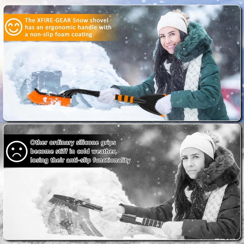 XFIRE-GEAR Car Snow Brush and Ice Scraper/26.8" Window Scraper Deicer for Car Windshield, 2 in 1 Ice Scrapers and Brushes with Non-Slip Gloves, Winter Car Automotive Exterior Accessories - Image 3