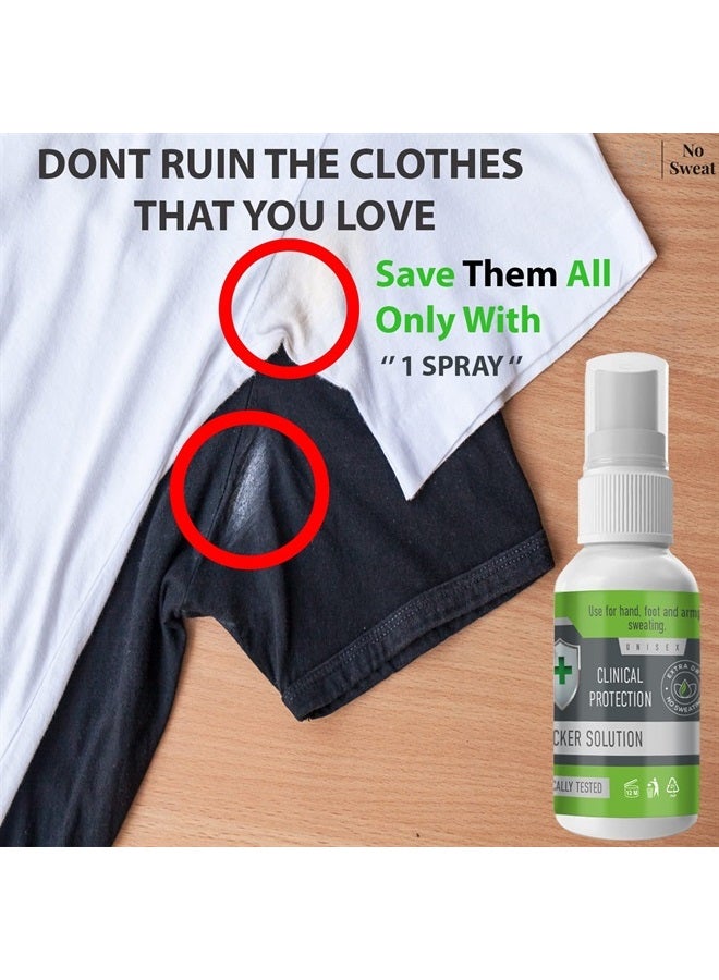 No Sweat NO SWEAT Maximum Strength Antiperspirant Spray, Strong Deodorant for Excessive Sweating & Hyperhidrosis Treatment, Lasts up to 7 Days -50ml) Packing May Vary - Image 3