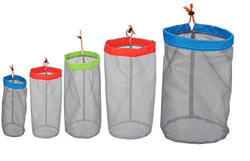 Alemon Small to XXlarge 5 Pcs Drawstring Mesh Stuff Sack, Ditty Bags Storage Pouch Bags Sleeping Bag for Travel Camping Hiking, Ultralight, Set of 5 - Image 1