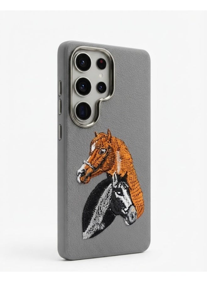 Samsung Galaxy S25Ultra Premium Luxury Leather Case with Embossed Horse Design | Slim Shockproof Protective Back Cover - Image 3