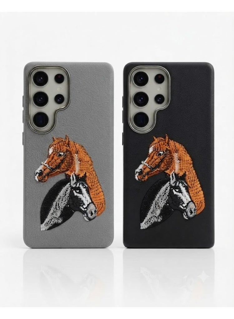 Samsung Galaxy S25Ultra Premium Luxury Leather Case with Embossed Horse Design | Slim Shockproof Protective Back Cover - Image 2