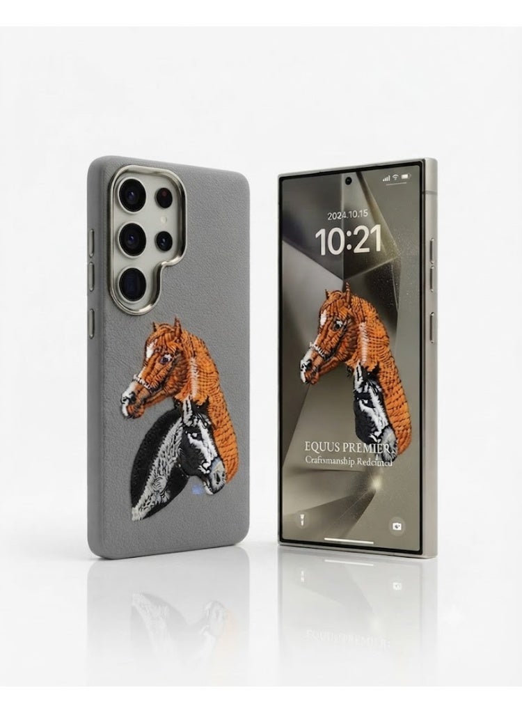 Samsung Galaxy S25Ultra Premium Luxury Leather Case with Embossed Horse Design | Slim Shockproof Protective Back Cover - Image 1