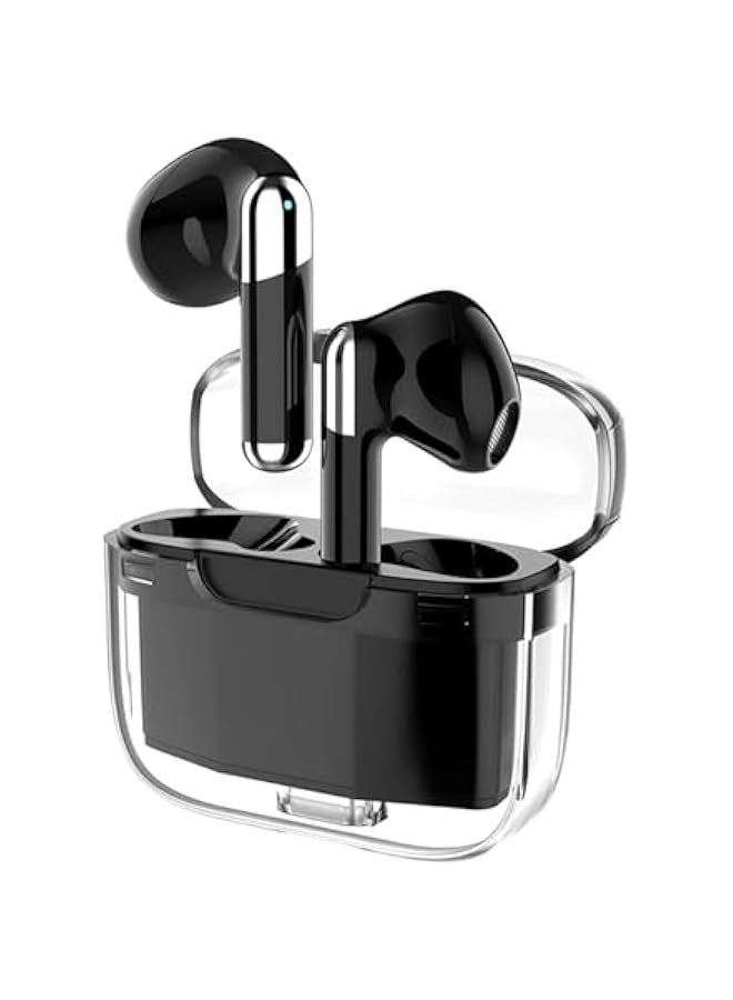 Topleo Language Translator Earbuds, Multifunctional Bluetooth Translator Earphone Support 144 Languages, Instant Voice Translation Device, with APP, Transparent Case, Black  - Image 1