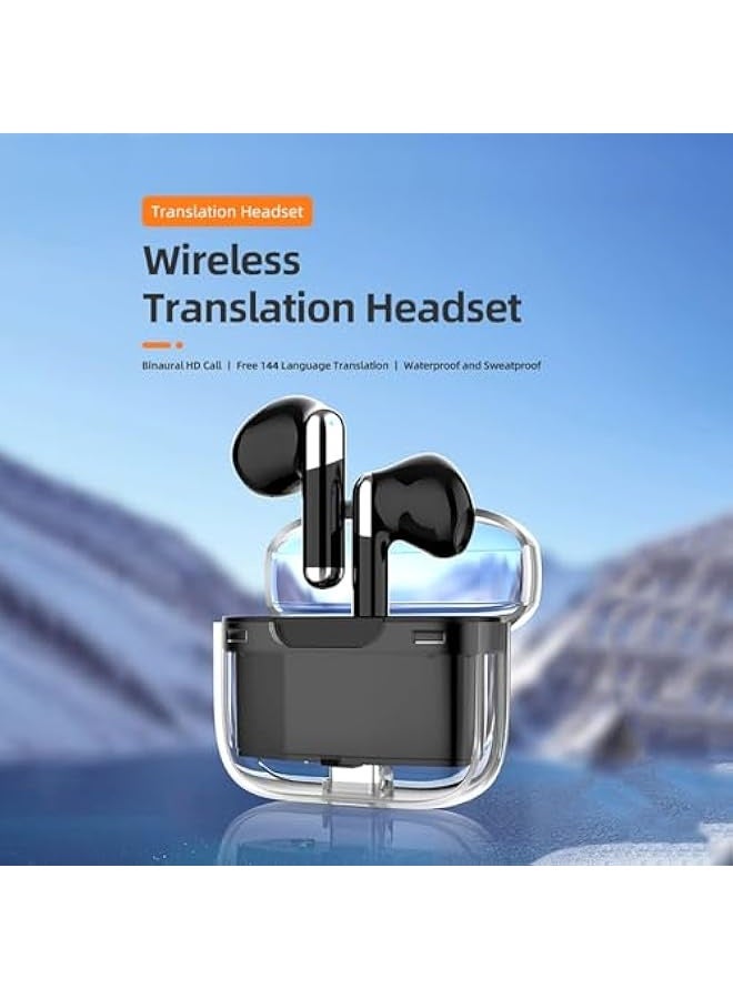 Topleo Language Translator Earbuds, Multifunctional Bluetooth Translator Earphone Support 144 Languages, Instant Voice Translation Device, with APP, Transparent Case, Black  - Image 4