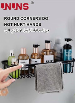 UNUNS Floating Shelves for Wall Set of 2,Wall Mounted Storage Shelves With Black Metal Frame And Towel Rack For Bathroom,Bedroom,Living Room,Kitchen, Office  - Image 3