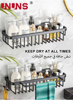 UNUNS Floating Shelves for Wall Set of 2,Wall Mounted Storage Shelves With Black Metal Frame And Towel Rack For Bathroom,Bedroom,Living Room,Kitchen, Office  - Image 1