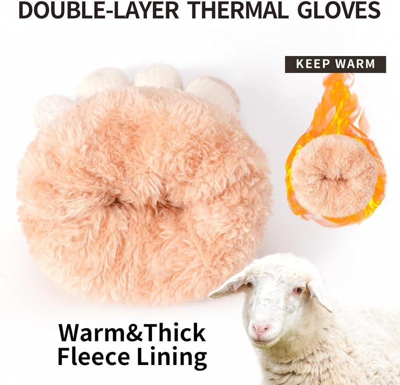 FENELY Women's Winter Warm Touch Screen Gloves Womens Thermal Cable Knit Wool Fleece Lined Glove for Cold Weather - Image 2