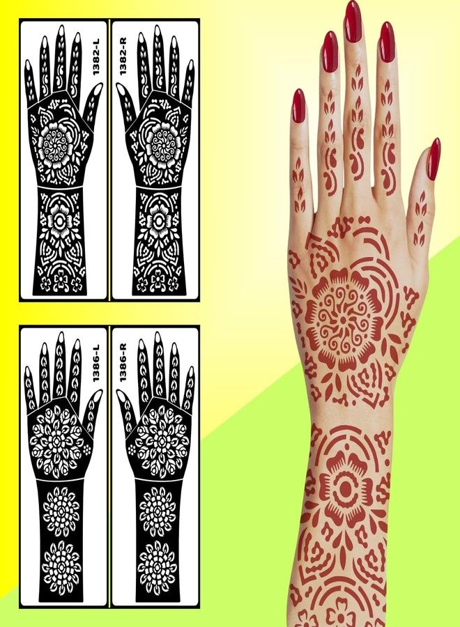 ORDERSHOCK Designer Ready-to-Use Back Hand Mehndi Stencil Sticker Perfect for Beginners, Karwa Chauth, Navratri and Family Functions - Image 3
