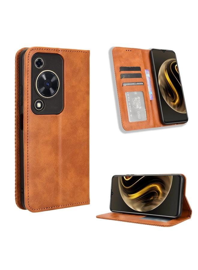 The Bros Case For Huawei Enjoy 70 4G Magnetic Buckle Retro Texture Leather Phone Case - Image 1
