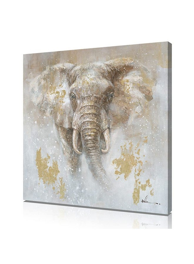 Kunstorner African Elephant Wall Decor Printing Painting Elephant Canvas Wall Art Decoration for Bathroom Bedroom Living Room Office Home Baby Room Decor Framed Ready to Hang(24"x24"x 1Panel) - Image 1