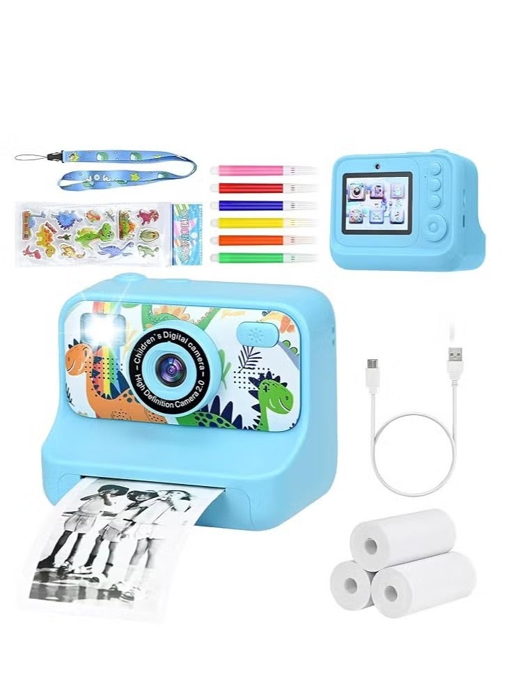 BlueFire Kids Instant Print Camera with 1080P HD Video, MP3 Music Player, Thermal Printer, Games & Rechargeable Battery – Cute Dinosaur Digital Camera for Boys & Girls, Educational Toy for Creativity, Photo, Vlog, DIY Coloring & Learning Fun  - Image 1
