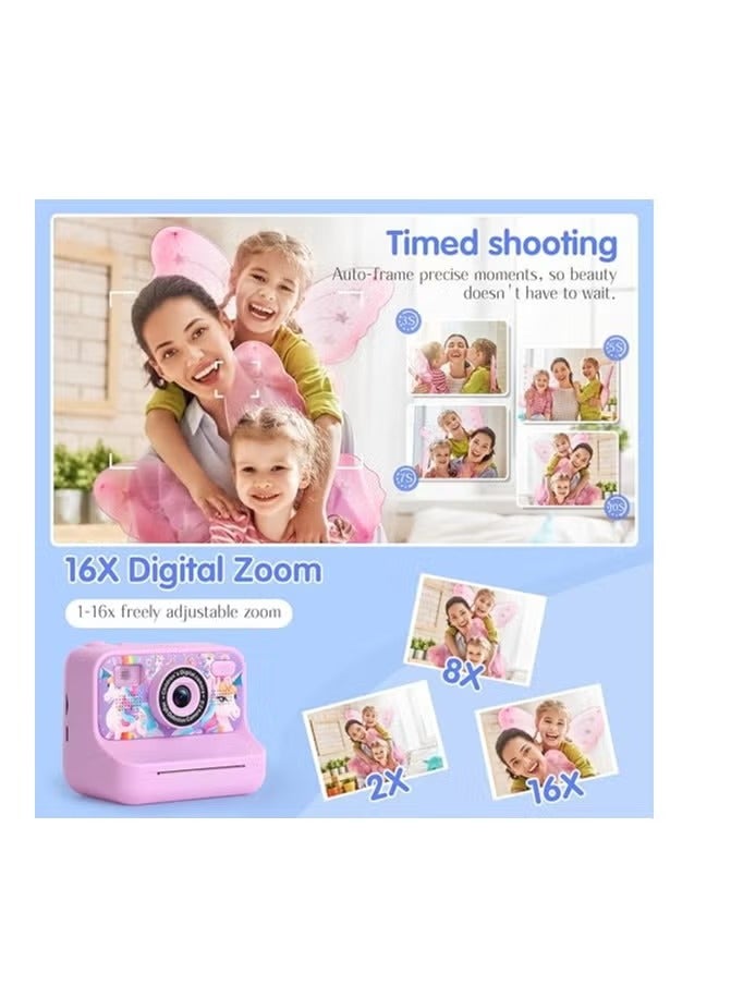 BlueFire Kids Instant Print Camera with 1080P HD Video, MP3 Music Player, Thermal Printer, Games & Rechargeable Battery – Cute Dinosaur Digital Camera for Boys & Girls, Educational Toy for Creativity, Photo, Vlog, DIY Coloring & Learning Fun  - Image 2