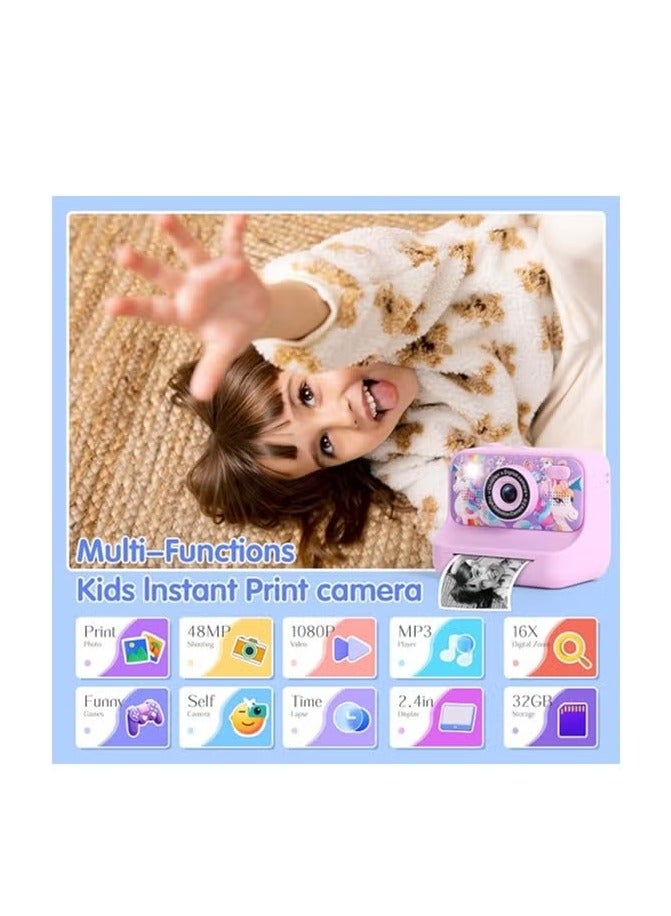 BlueFire Kids Instant Print Camera with 1080P HD Video, MP3 Music Player, Thermal Printer, Games & Rechargeable Battery – Cute Dinosaur Digital Camera for Boys & Girls, Educational Toy for Creativity, Photo, Vlog, DIY Coloring & Learning Fun  - Image 5