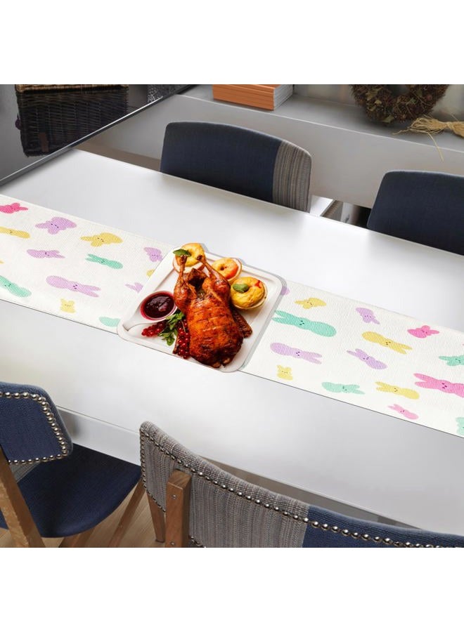 Moffris Happy Bunny Easter Table Runner Easter Spring Decorations for Table Indoor Home Party Decor 72 Inchs Long - Image 3