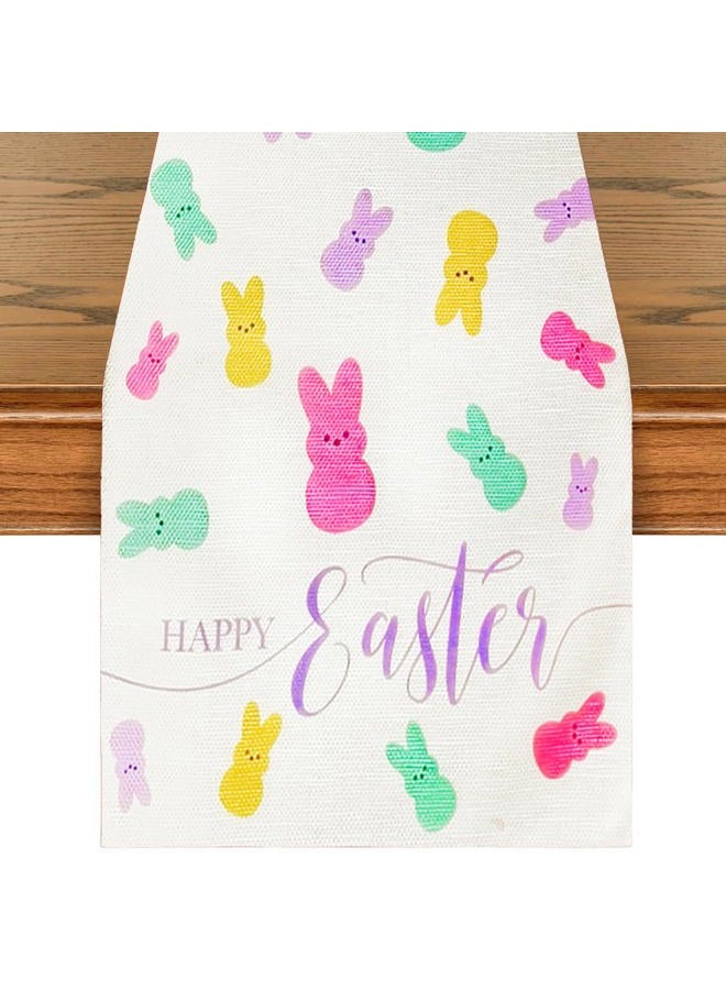Moffris Happy Bunny Easter Table Runner Easter Spring Decorations for Table Indoor Home Party Decor 72 Inchs Long - Image 1