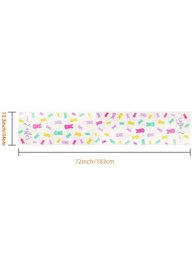 Moffris Happy Bunny Easter Table Runner Easter Spring Decorations for Table Indoor Home Party Decor 72 Inchs Long - Image 4