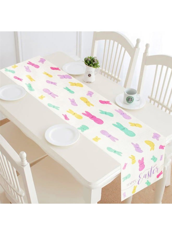 Moffris Happy Bunny Easter Table Runner Easter Spring Decorations for Table Indoor Home Party Decor 72 Inchs Long - Image 2