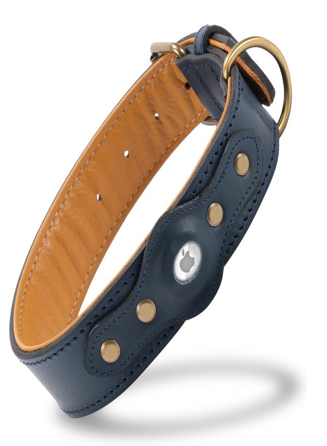 Filbert Leather Dog Collar with Airtag Holder, Upgraded Secure Airtag Collar Luxury, for Medium Dogs, Leather, Waterproof, Premium, Adjustable for All Breeds, Heavy Metal Buckle, Ultra-Durable - Image 1