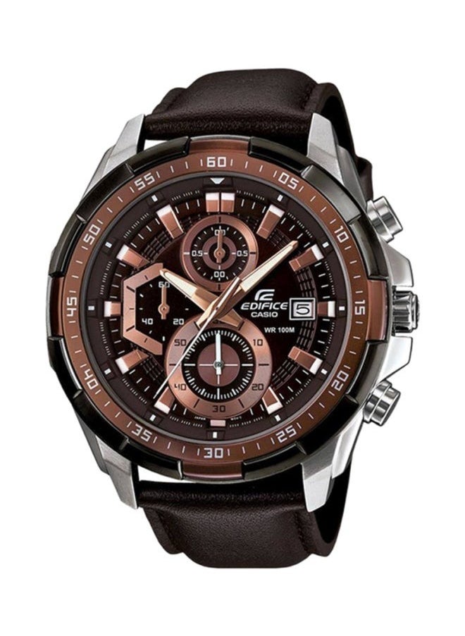 CASIO Men's Leather Analog Watch EFR-539L-5AVUDF - 54 mm - Brown  - Image 1