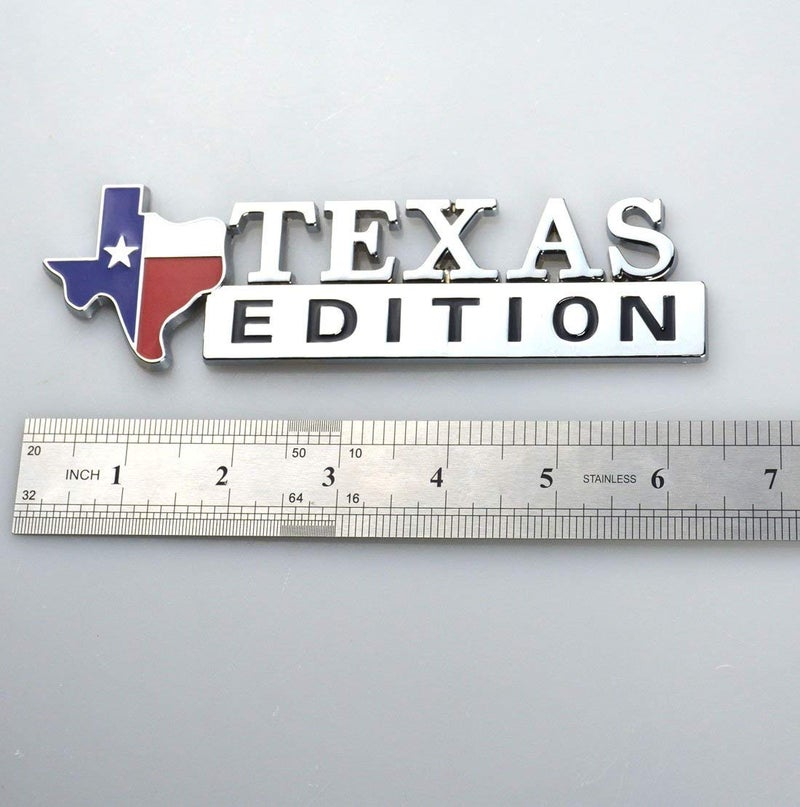 EmbRoom 1x Metal Chrome TEXAS Edition Star Sate Flag Emblem Fender Side Door Sticker (Chrome) - Image 2