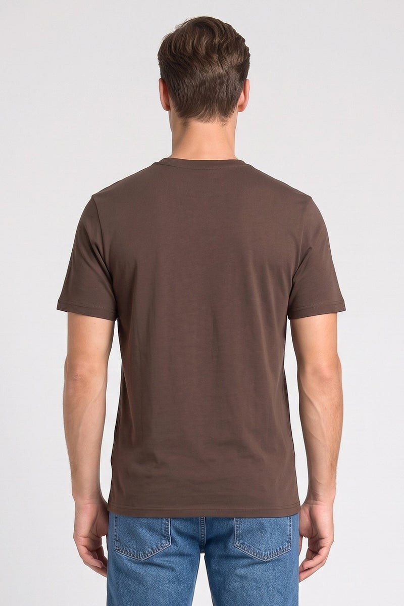 Lyle & Scott Men Crew Neck Short Sleeve Embroidered Logo T-Shirt, Dark Brown - Image 4