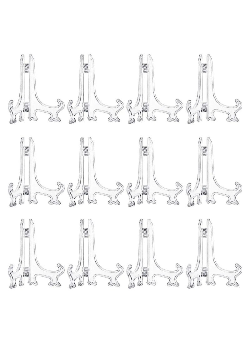 SYOSI 12 Pieces 7 Inches Plastic Easel Stands Plate Holders Picture Stand Clear for Display Frame Collectibles Desktop Party Home Decoration  - Image 1