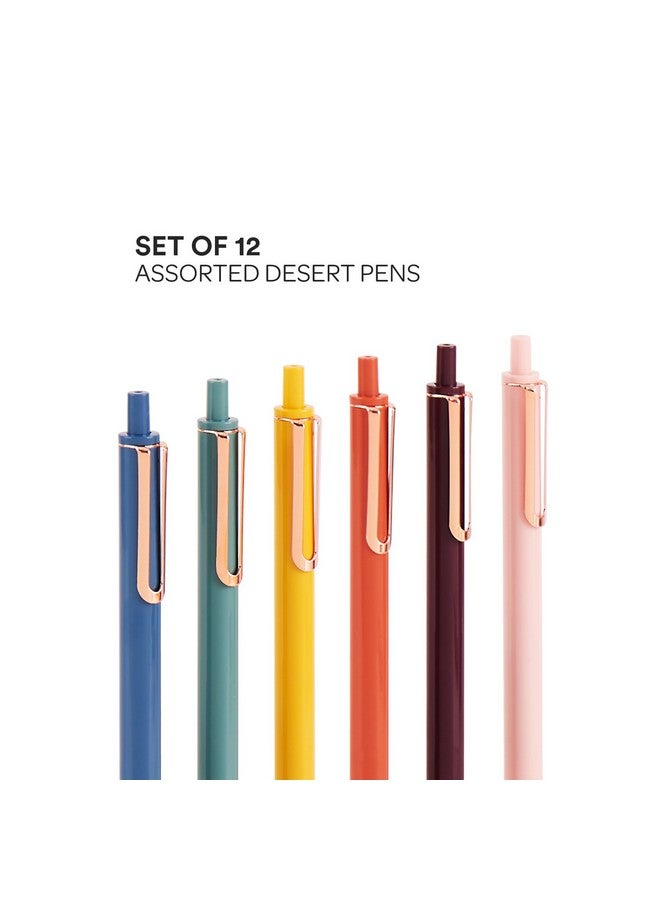 Poppin Retractable Gel Pens - Fine Point Pens For Journaling, 0.7Mm Tip, Smooth Writing Gel Ink Pens With Metal Clip, Stylish Retractable Pens, 12 Pack Of Pens (Assorted Desert With Black Ink)  - Image 2