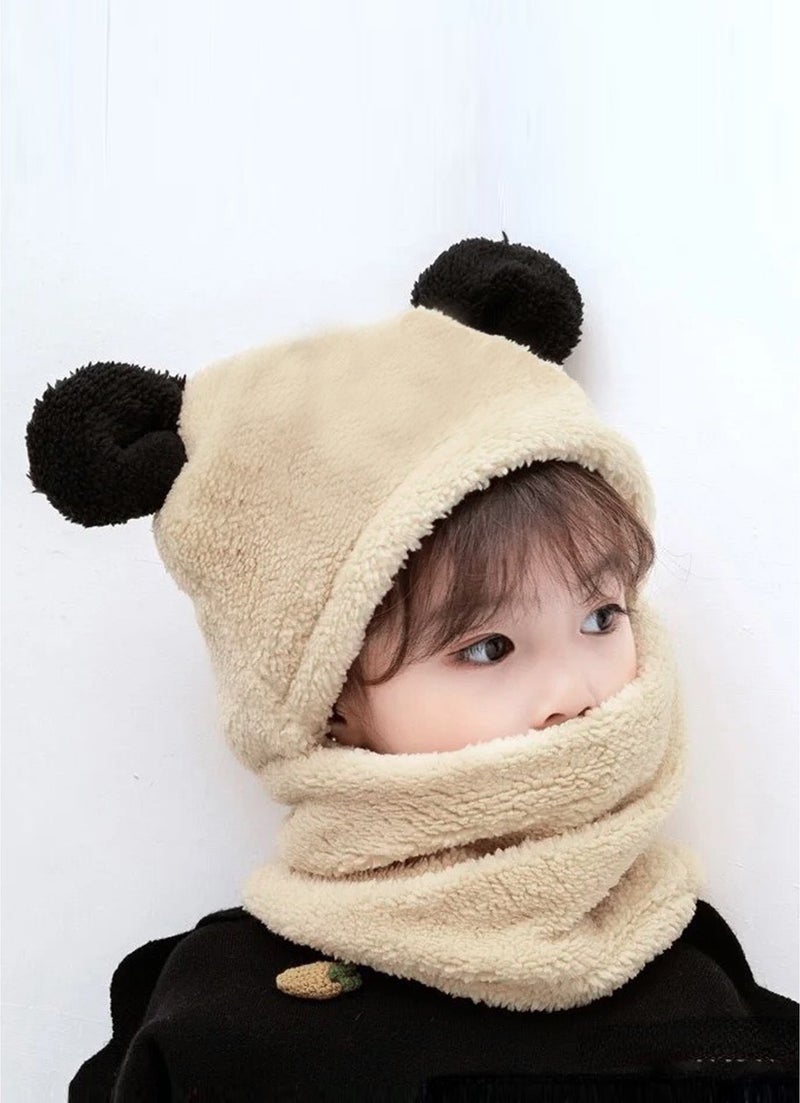 KAŞIKBEY Evimli Panda Kids Hooded Eared Plush Beanie Welsoft Polar Windproof Neck Hat  - Image 3