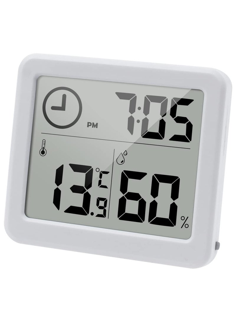 Digital Thermo-Hygrometer Indoor Thermometer and Humidity Monitor with 3.2” Large LCD Screen Desktop Gauge with Clock Function White For Accurate Temperature and Humidity Readings.  - Image 1