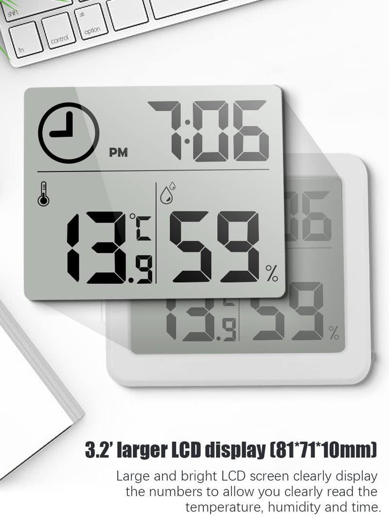 Digital Thermo-Hygrometer Indoor Thermometer and Humidity Monitor with 3.2” Large LCD Screen Desktop Gauge with Clock Function White For Accurate Temperature and Humidity Readings.  - Image 3