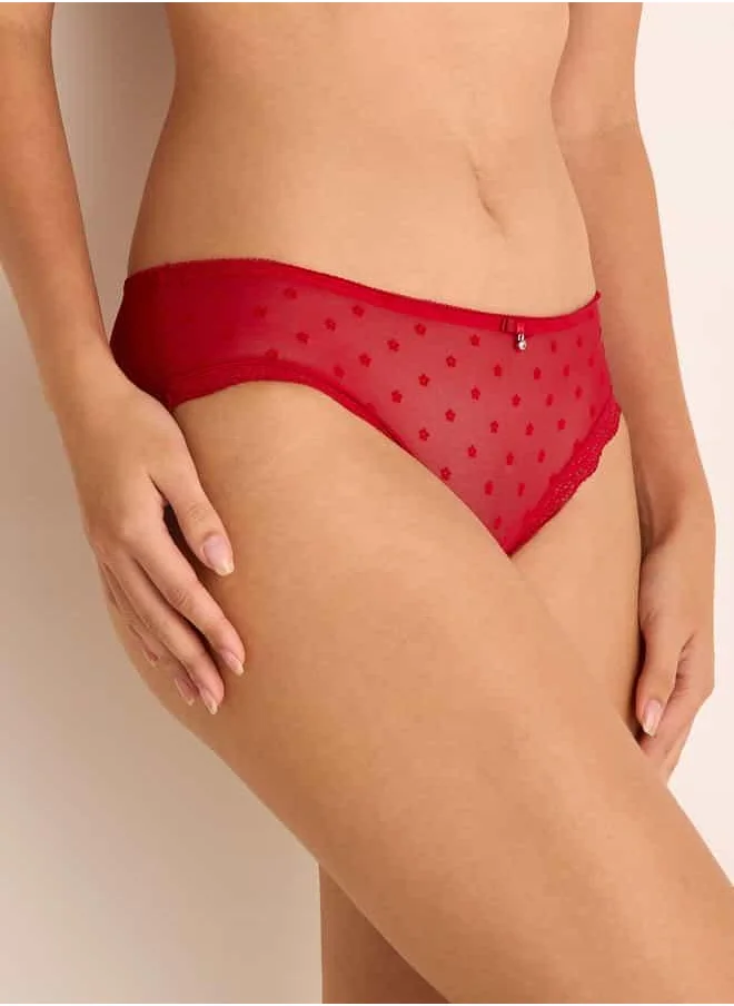 فاف Floral Lace Detail Briefs with Elasticated Waistband