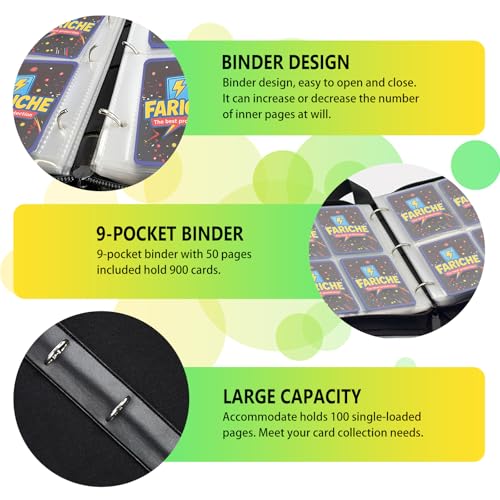 FARICHE Trading Card Binder for TCG Cards, 9-Pocket Portable Card Collector Ablum Holder Book Fits 900 Cards with 50 Removable Sleeve, Waterproof BKM Card Binder Display Storage Carrying Cases for TCG-Totem - Image 3