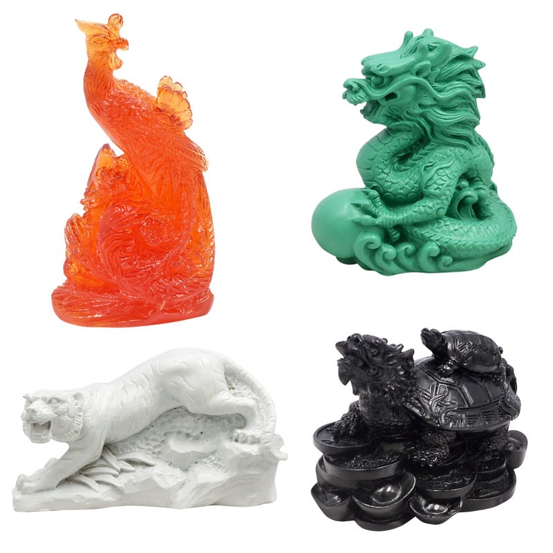 Feng Shui Resin Four Celestial Animals Dragon Phoenix Turtle Tiger Statue